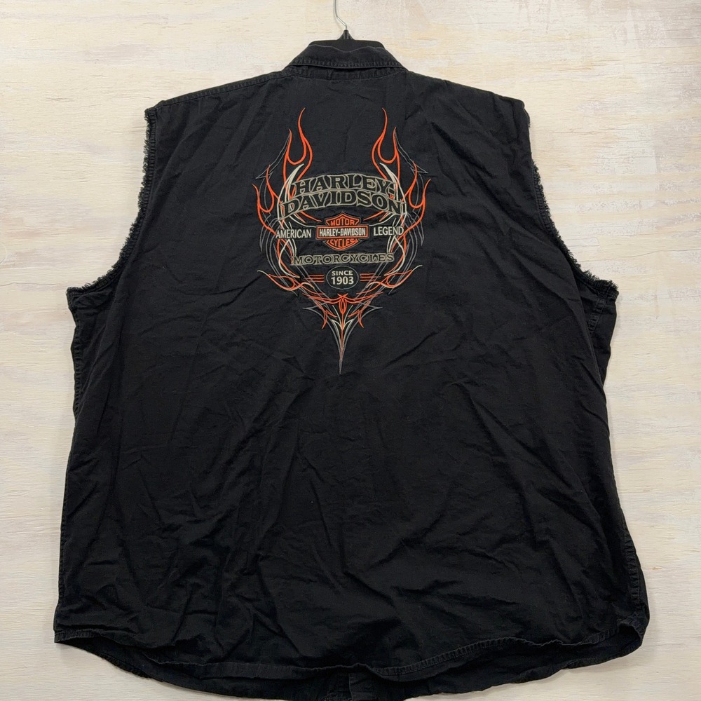 Harley-Davidson Sleeveless Shirt Genuine MotorClothes 4XL Flame Back Black Men